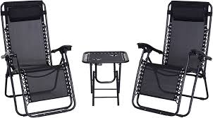 2 GRAVITY CHAIRS AND TABLE COMBO BLACK